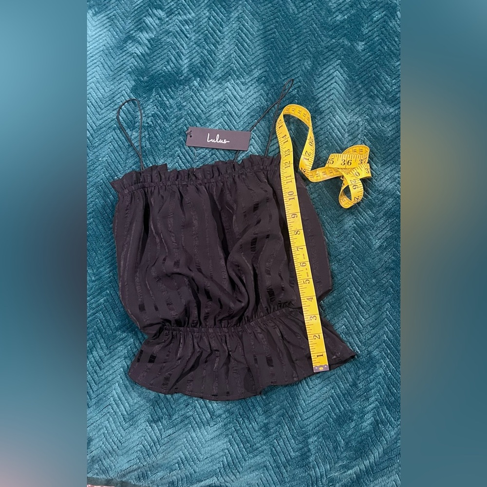NWT Lulu's Black Spaghetti Strap Satin Ruffle Whimsygoth Boho Medium Camisole - Picture 10 of 10